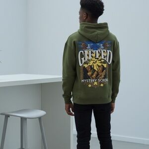 NWT GFTD LA Unisex Olive Green Men's Gifted Mystery School Graphic Hoodie - 2XL